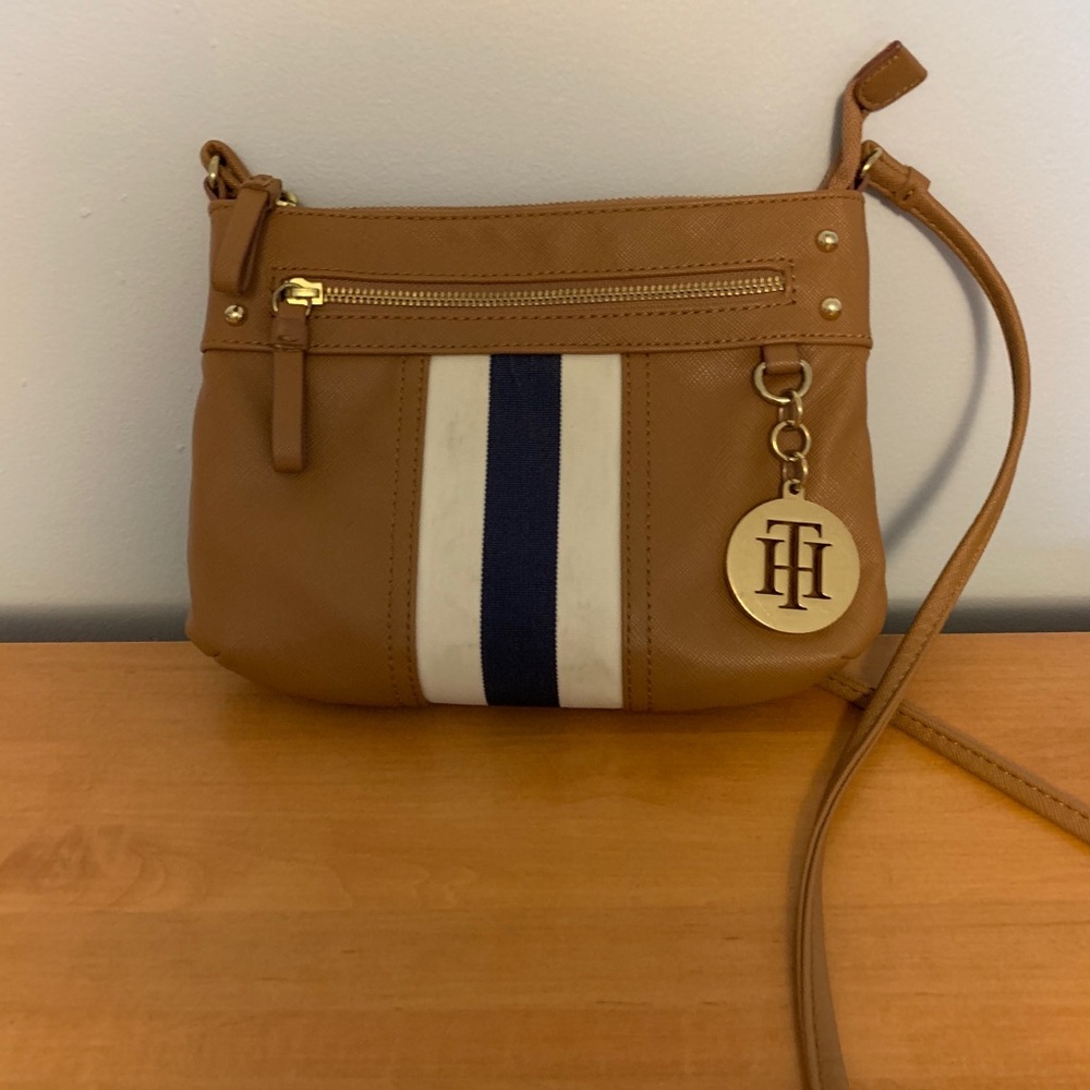 Tommy Hilfiger Crossbody Bag - Tan w/ white/blue
